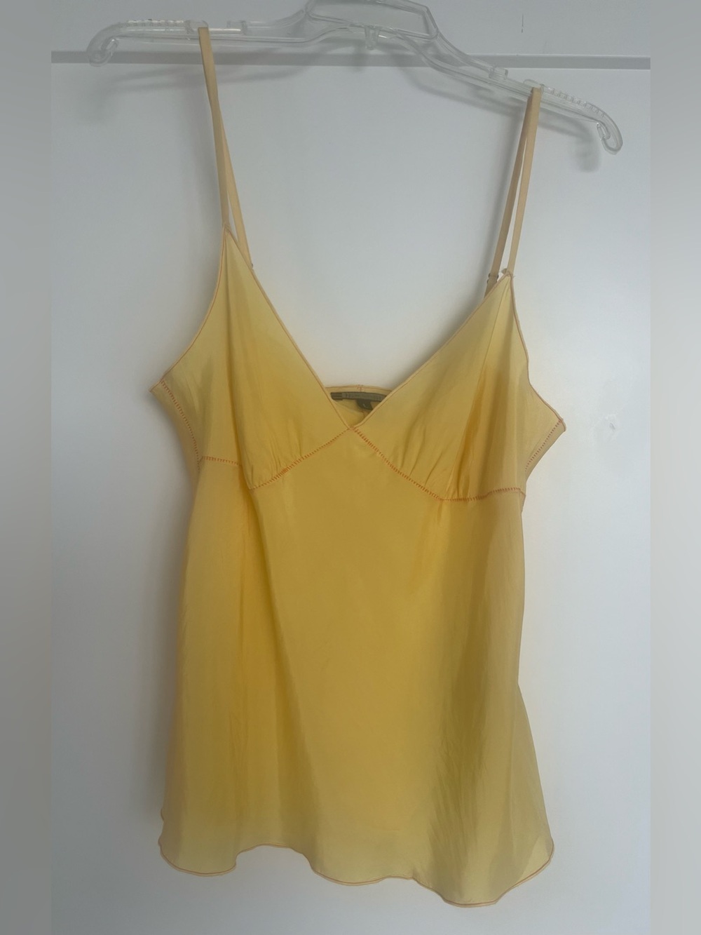 FCZAE Nichols Sunny Yellow Silk V-Neck Spaghetti Strap Camisole Top Size Large